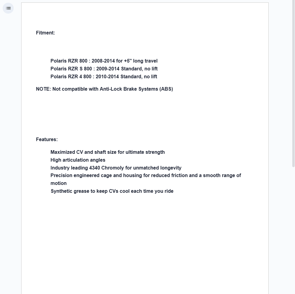 SuperATV Rhino Front Axle for Polaris RZR 800 (2008-2014) - Image 6