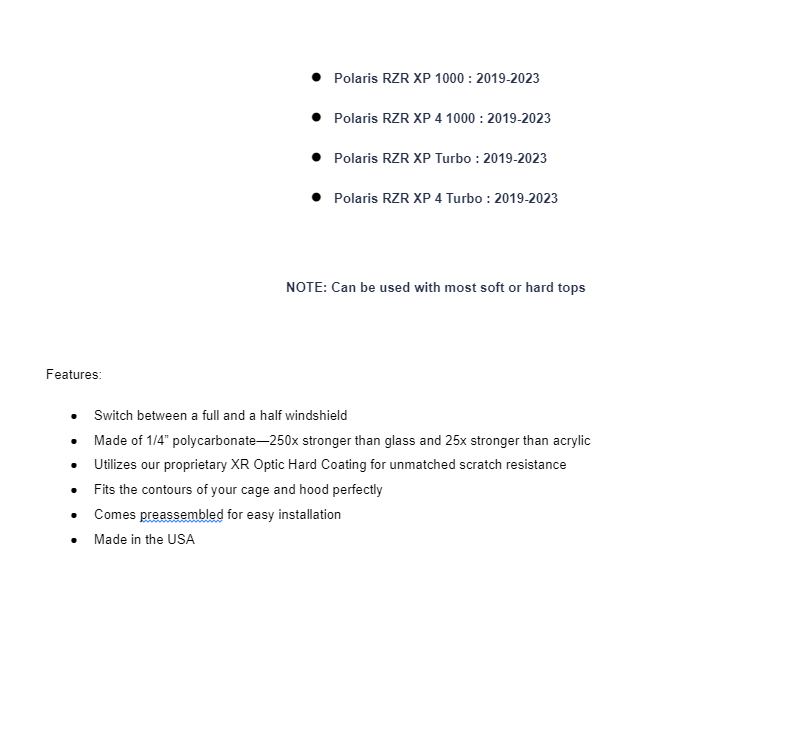 SuperATV Fold Flip Down Front Windshield for Polaris RZR XP Turbo / 1000 2019-2023 - Image 7