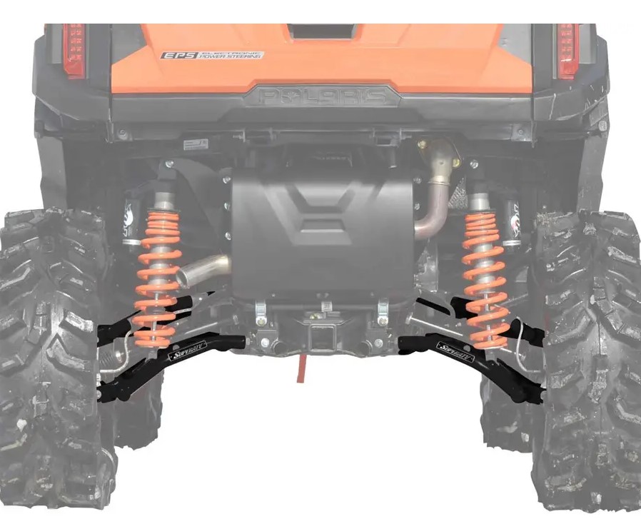 SuperATV Black High Clearance Rear Offset A-Arms for Polaris General / RZR S