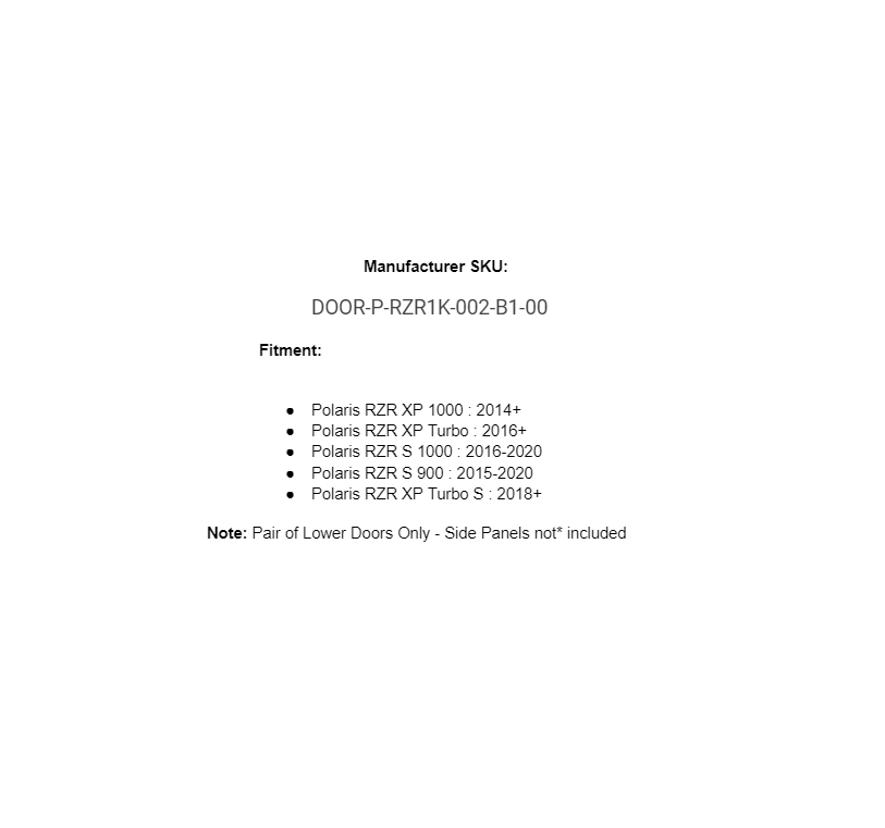 SuperATV Aluminum Front Lower Door Panels for Polaris RZR S 900 - Pair - Image 8