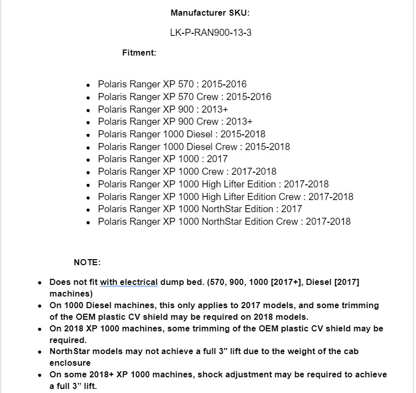 SuperATV 3" Inch Lift Kit for Polaris Ranger XP 570 / Crew - Image 7