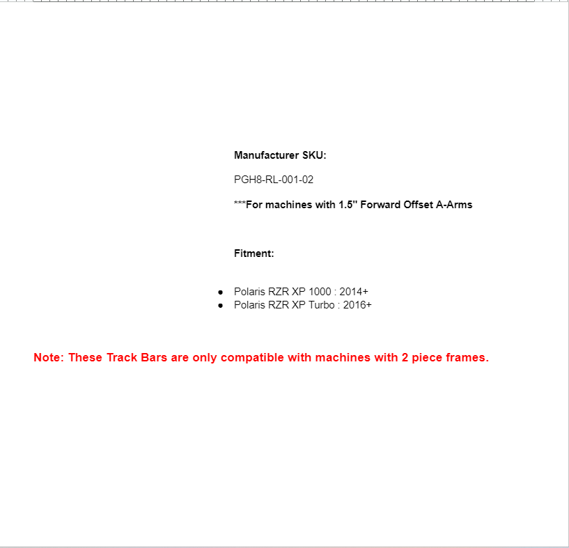 SuperATV 1.5" Inch Offset A-Arm Track Bars for Polaris RZR XP 1000 / Turbo - Image 5