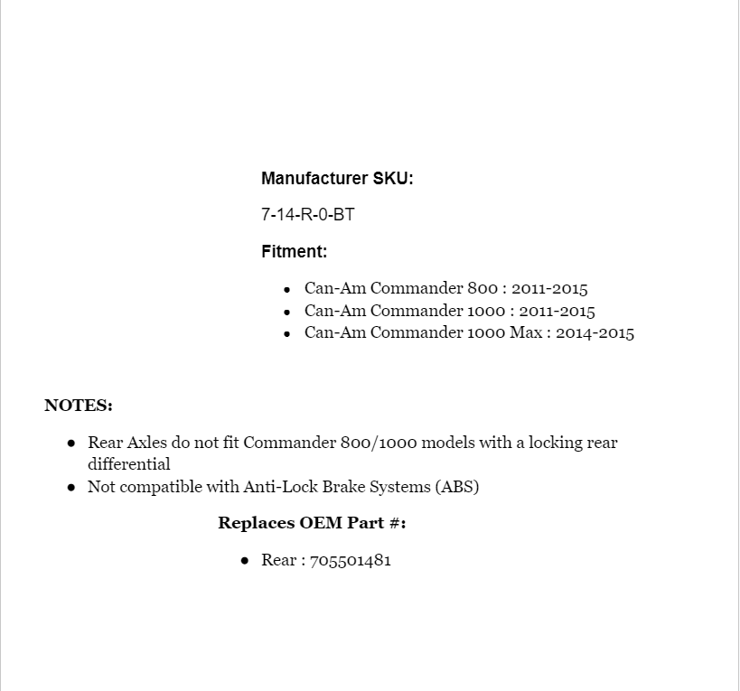 SuperATV Heavy Duty Rhino Rear Axle for Can-Am Commander 800/1000/MAX 2011-2015 - Image 6