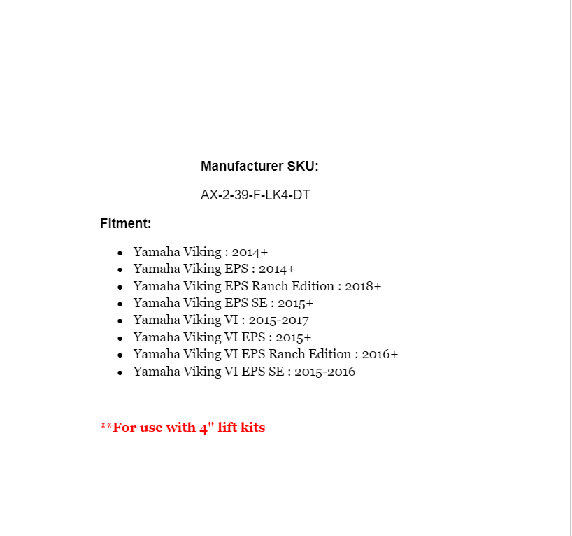 SuperATV Rhino 2.0 Heavy Duty 4" Lift Front Axle for Yamaha Viking - Image 6