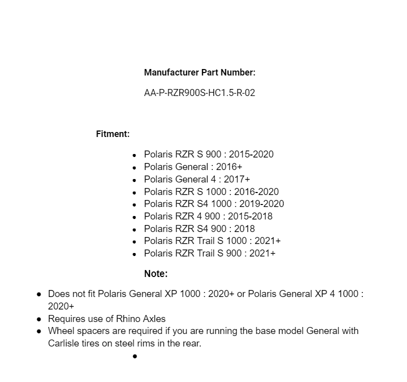 SuperATV Black High Clearance Rear Offset A-Arms for Polaris General / RZR S - Image 4