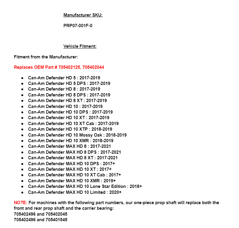 SuperATV U Series Front Prop Shaft for Can-Am Defender HD - Image 2