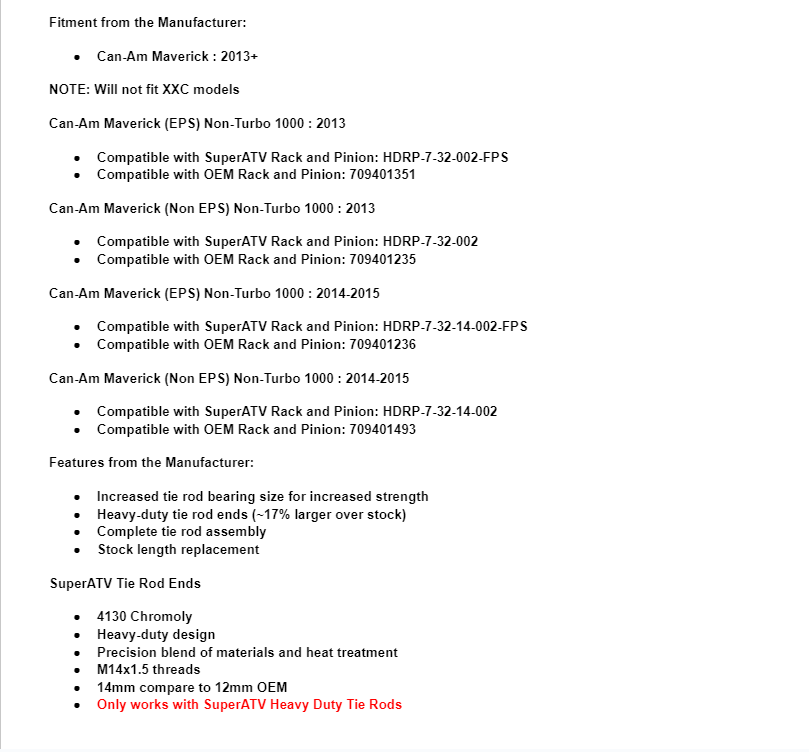 SuperATV Heavy Duty Tie Rod Kit for Can-Am Maverick - Image 4