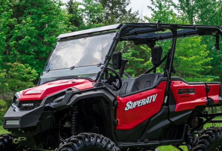 SuperATV Scratch Resistant Flip Down Windshield For Honda Pioneer 1000 / 1000-5 - Image 4