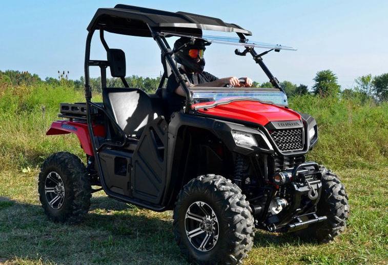 SuperATV Scratch Resistant Flip Windshield For Honda Pioneer 500 / 520 - Image 2