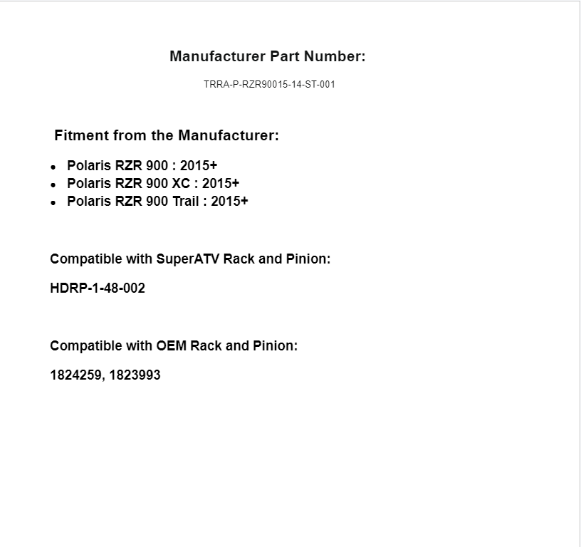 SuperATV Heavy Duty Tie Rod Kit for Polaris RZR 900 / XC / Trail (2015+) - Image 3