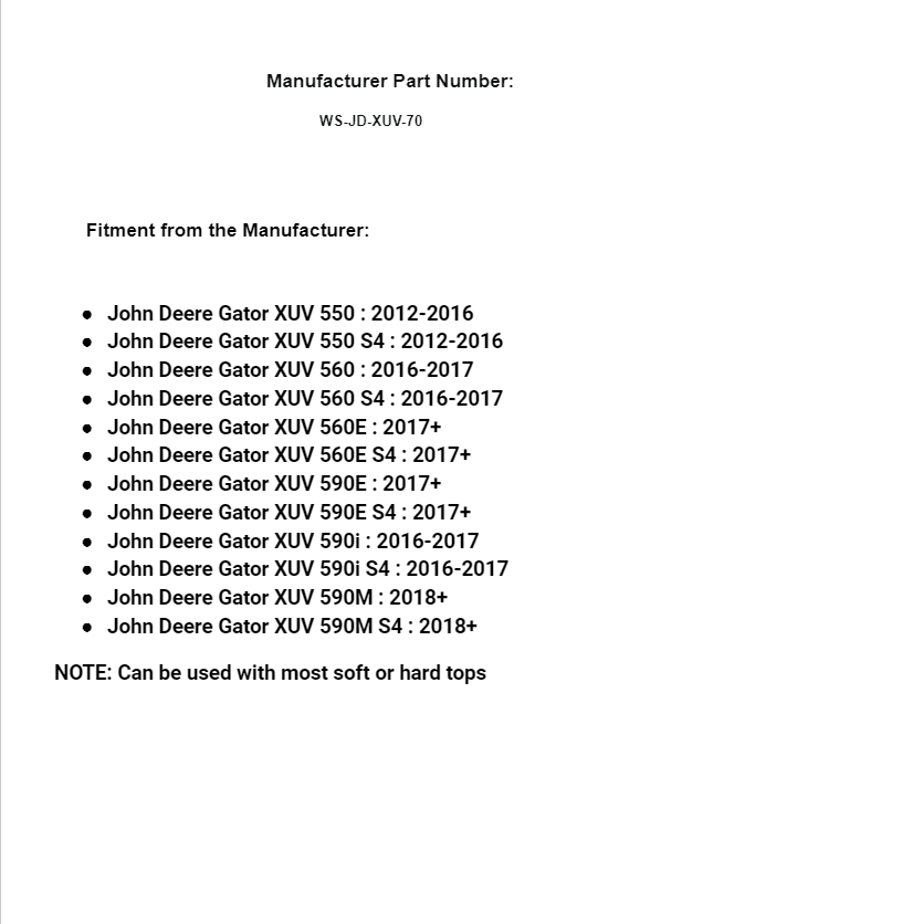 SuperATV Scratch Resistant Full Windshield for John Deere Gator XUV UTV - Image 6