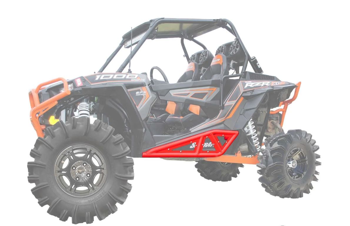 Superatv Red Heavy Duty Rock Slider Nerf Bars For Polaris Rzr Xp 900