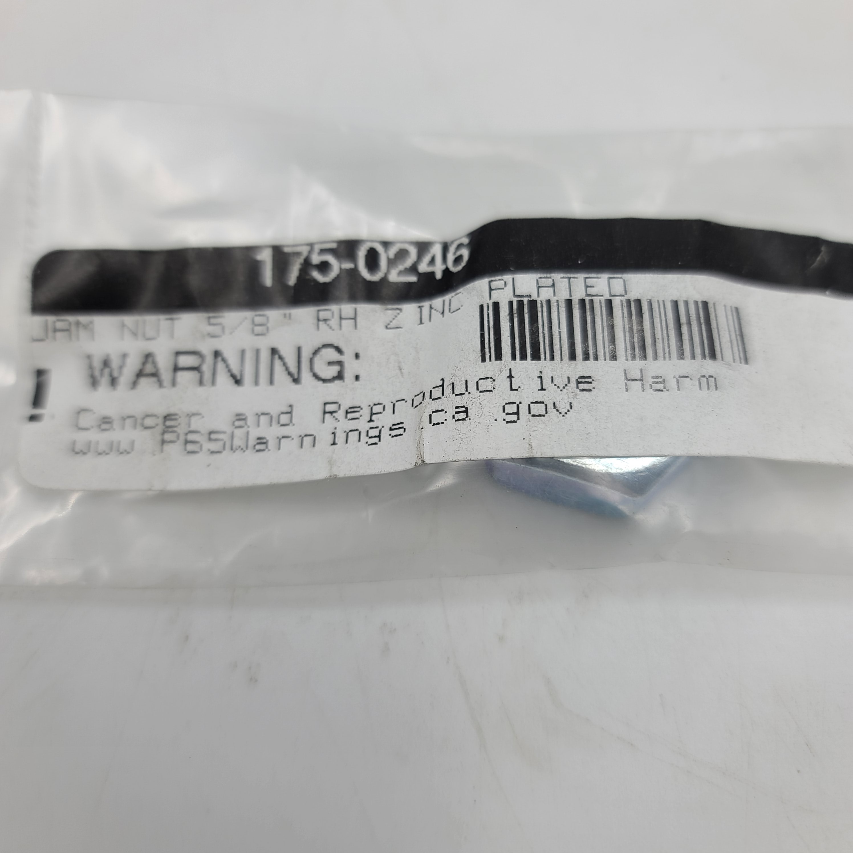 Zinc Plated Jam Nut 5/8" RH 175-0246