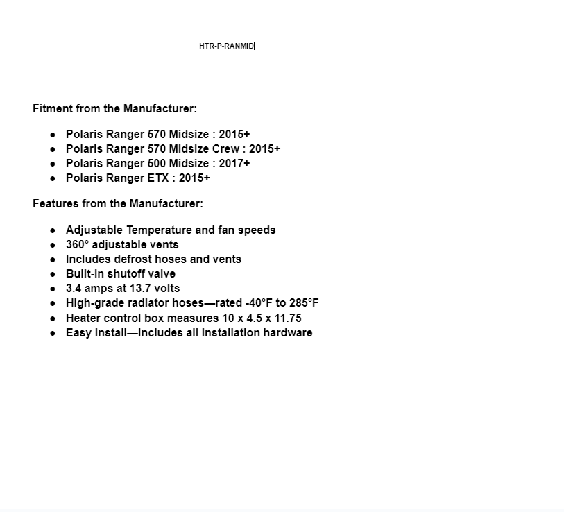 SuperATV Cab Heater for Polaris Ranger Midsize 570/500/ETX - Image 9