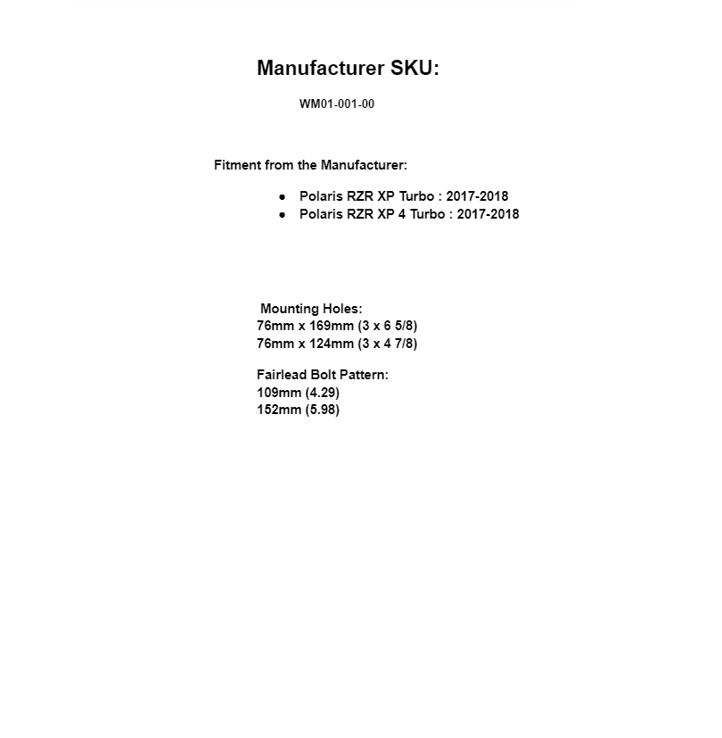 SuperATV Winch Mounting Plate for Polaris RZR XP Turbo / 4 (2017-2018) - Image 3