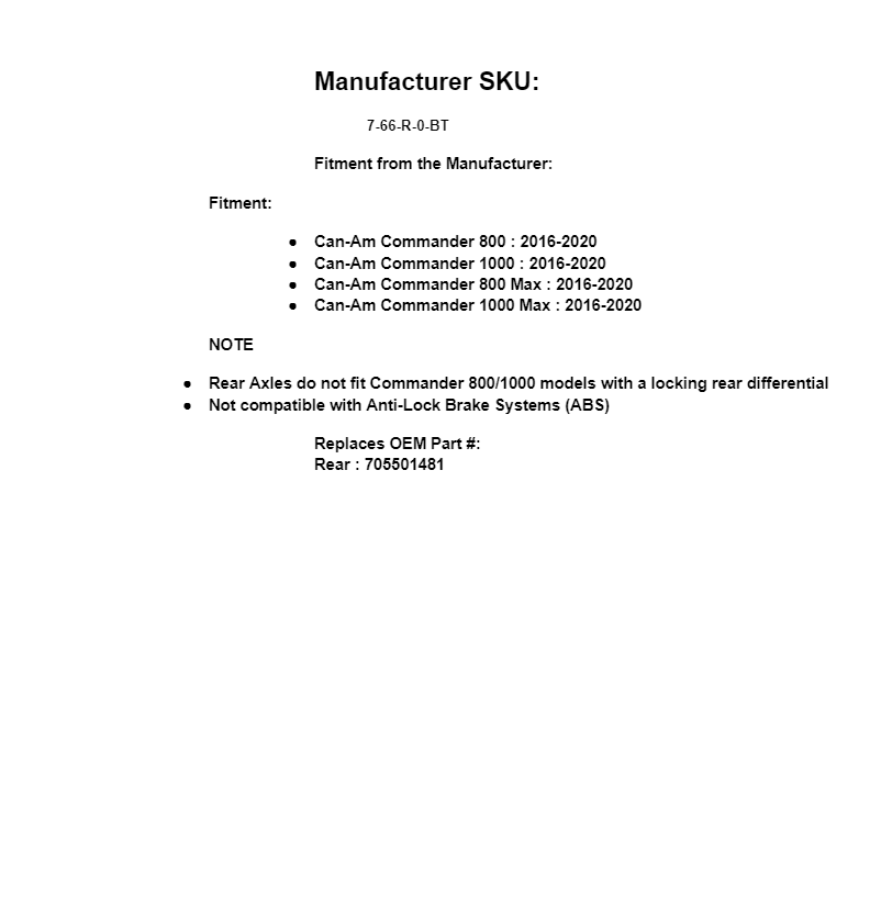 SuperATV Rhino Heavy Duty Rear Axle for Can-Am Commander / Max (2016-2020) - Image 3