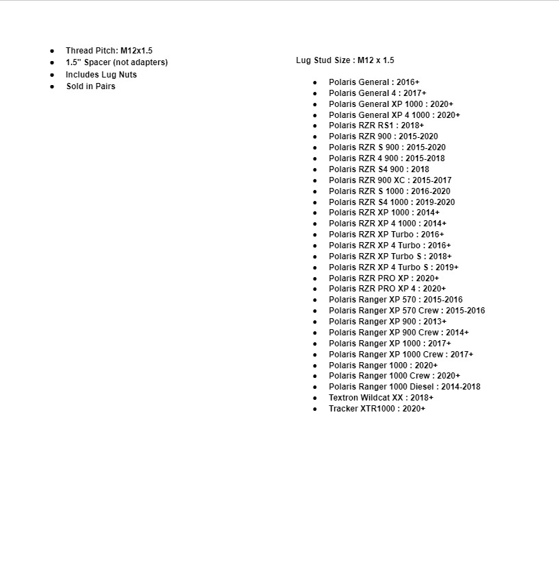 SuperATV 1.5" Inch M12x1.5 4/156 Wheel Spacers for Polaris RZR Arctic Cat - Pair - Image 3