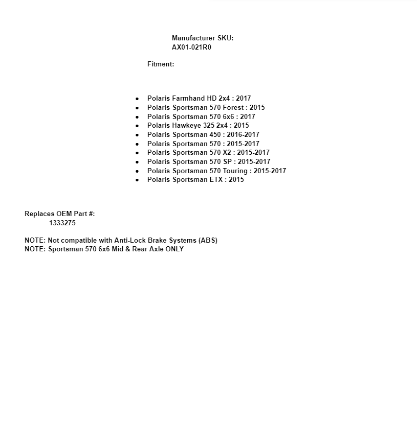 SuperATV Rhino 2.0 Heavy Duty Rear Axle for Polaris Sportsman / Farmhand - Image 3