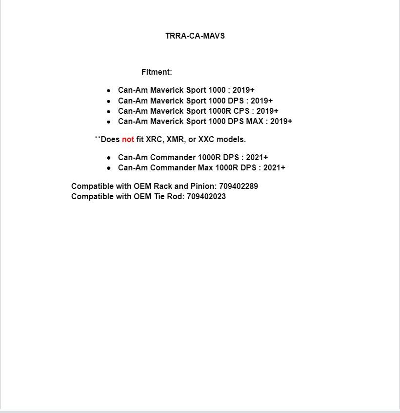 SuperATV Duty Tie Rod Kit for Can-Am Maverick Sport / Commander - Image 4
