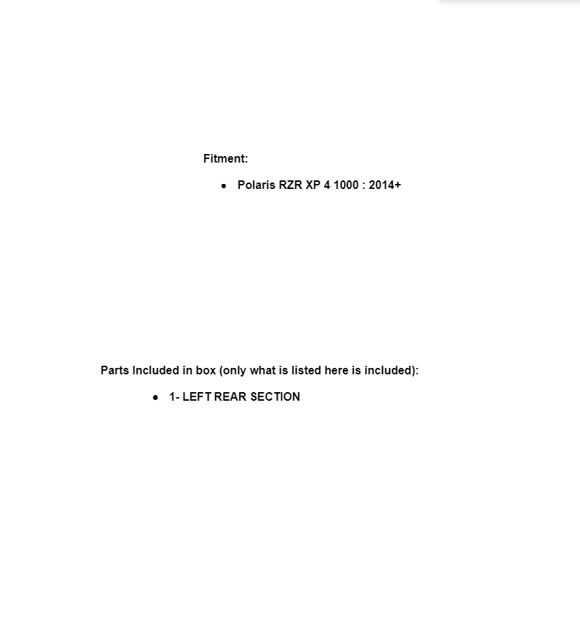 SuperATV Nerf Bar Repair Section Left Rear Half for Polaris RZR XP4 1000 2014+ - Image 5