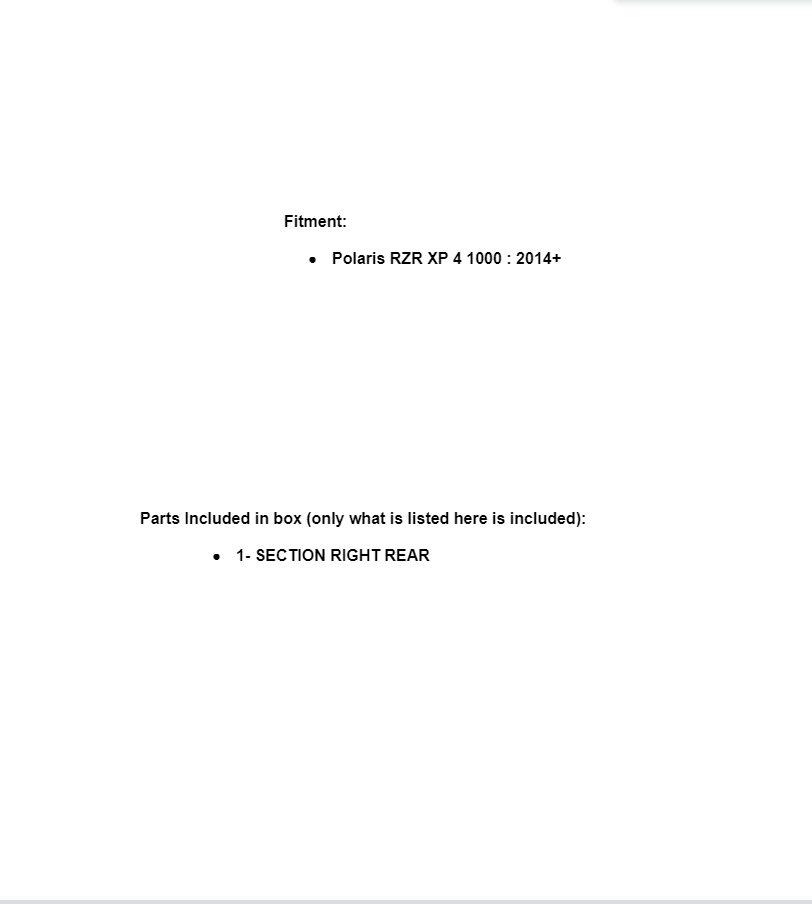 SuperATV Nerf Bar Repair Right Rear Section for Polaris 2014+ RZR XP 4 1000 - Image 5