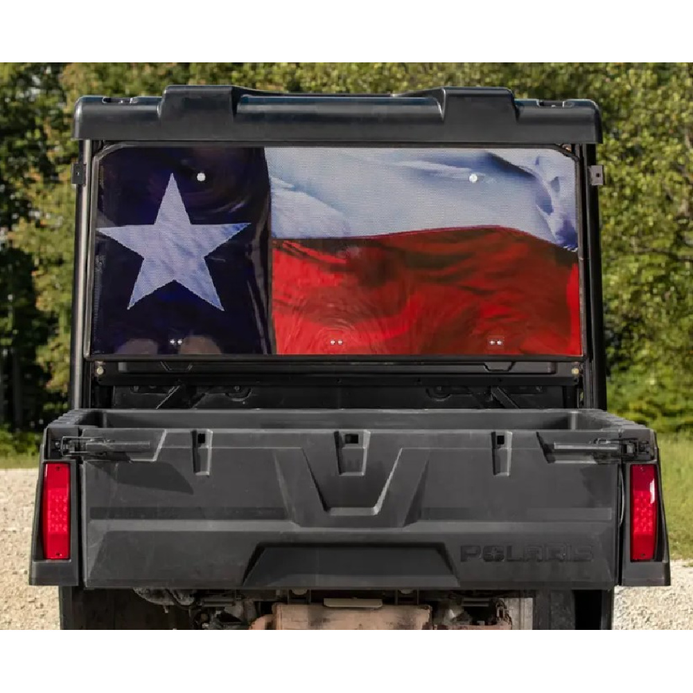 SuperATV Scratch-Resistant Texas Flag Rear Windshield for Polaris Ranger Midsize - Image 2
