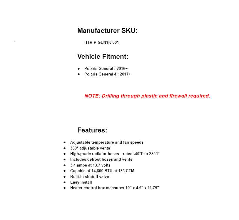 SuperATV Cab Heater With Defrosters for Polaris General / 4 - Image 4