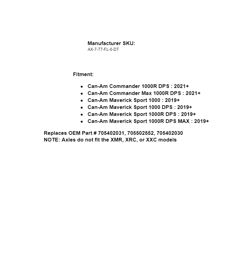 SuperATV Rhino 2.0 Front Left Axle for Can-Am Commander /Maverick Sport 1000 DPS - Image 4