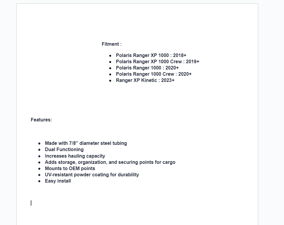 SuperATV Rear Bed Extender for Polaris Ranger XP/ 1000/ Kinetic - Image 6