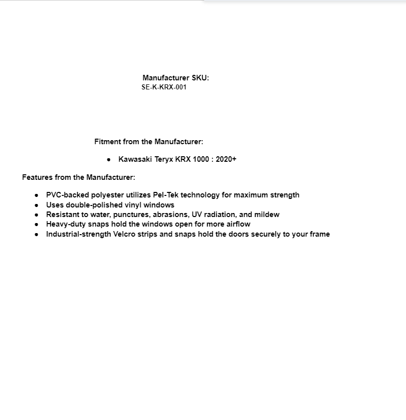 SuperATV Primal Soft Cab Enclosure Upper Doors for Kawasaki Teryx KRX 1000 - Image 11