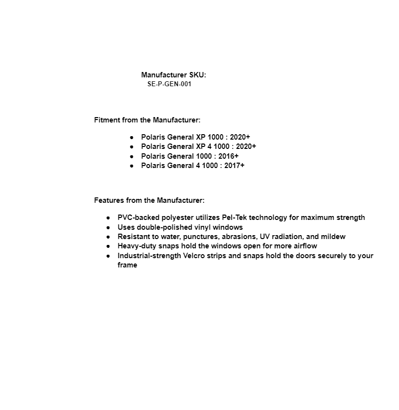 SuperATV Primal Soft Cab Enclosure Upper Doors for Polaris General XP 1000 - Image 9