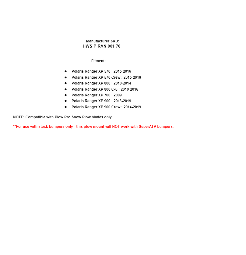 SuperATV Plow Pro Snow Plow Mount for Polaris Ranger XP 570 / XP 900 / XP 800 - Image 4