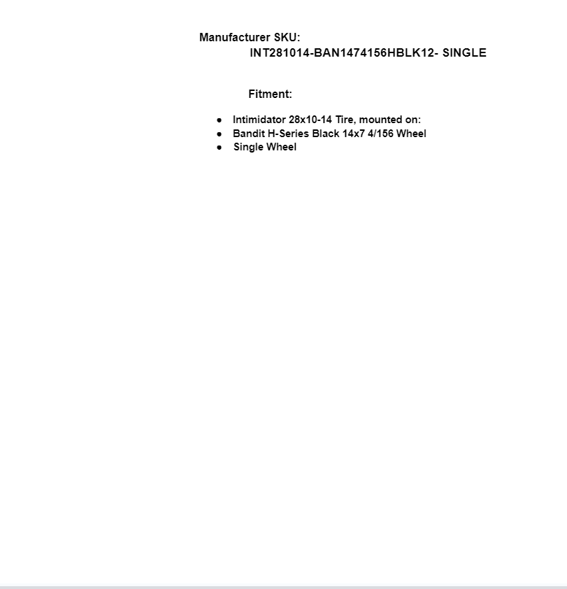 SuperATV 28x10-14 Intimidator Mounted on Black Bandit H Wheel 4/156 for Polaris - Image 4