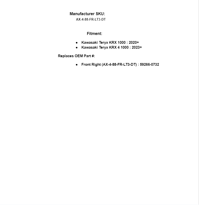 SuperATV Rhino 2.0 Long Travel Front Right Axle For Kawasaki Teryx KRX 1000 - Image 6