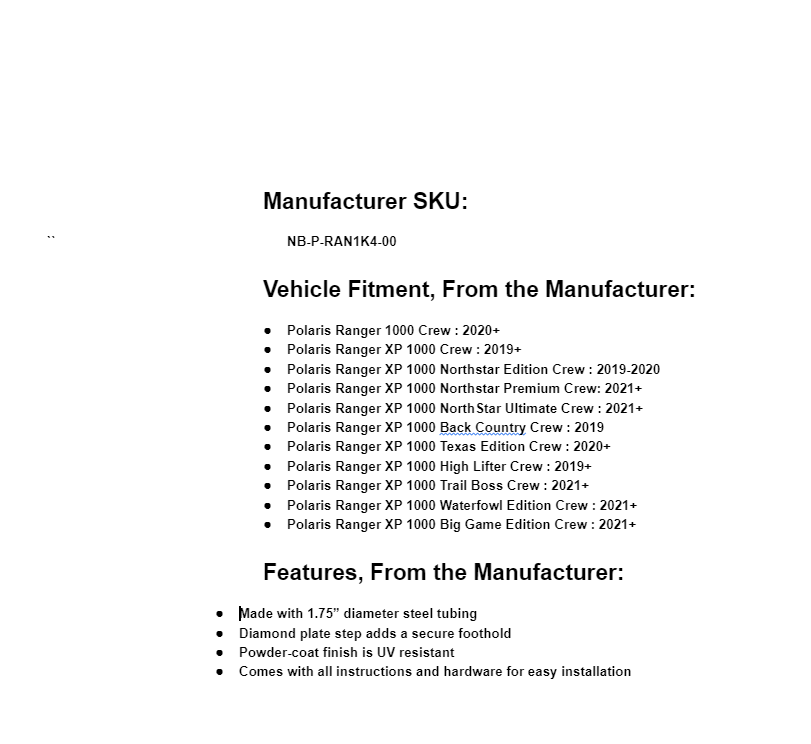 SuperATV Heavy Duty Nerf Bars For Polaris Ranger 1000 Crew 2020+ - Image 9