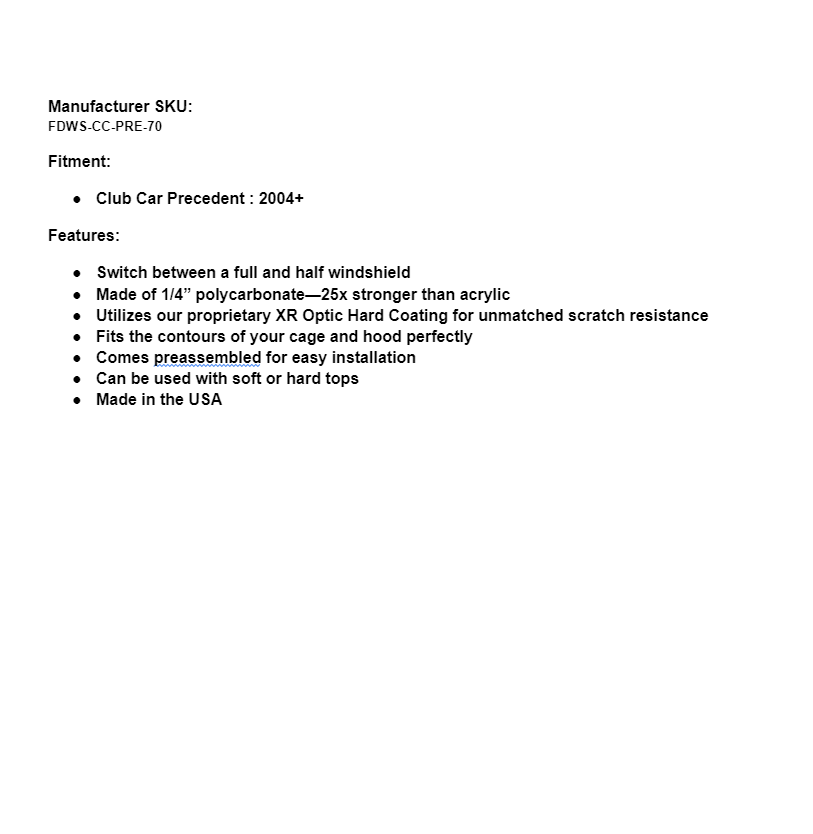 SuperATV Flip Down Front Windshield For Corsa Blue Club Car Precedent 2004+ - Image 7