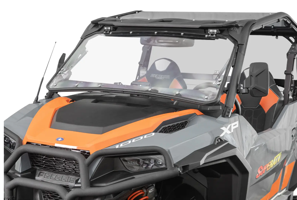 SuperATV Front Flip Scratch Resistant Windshield For Polaris General/XP 1000
