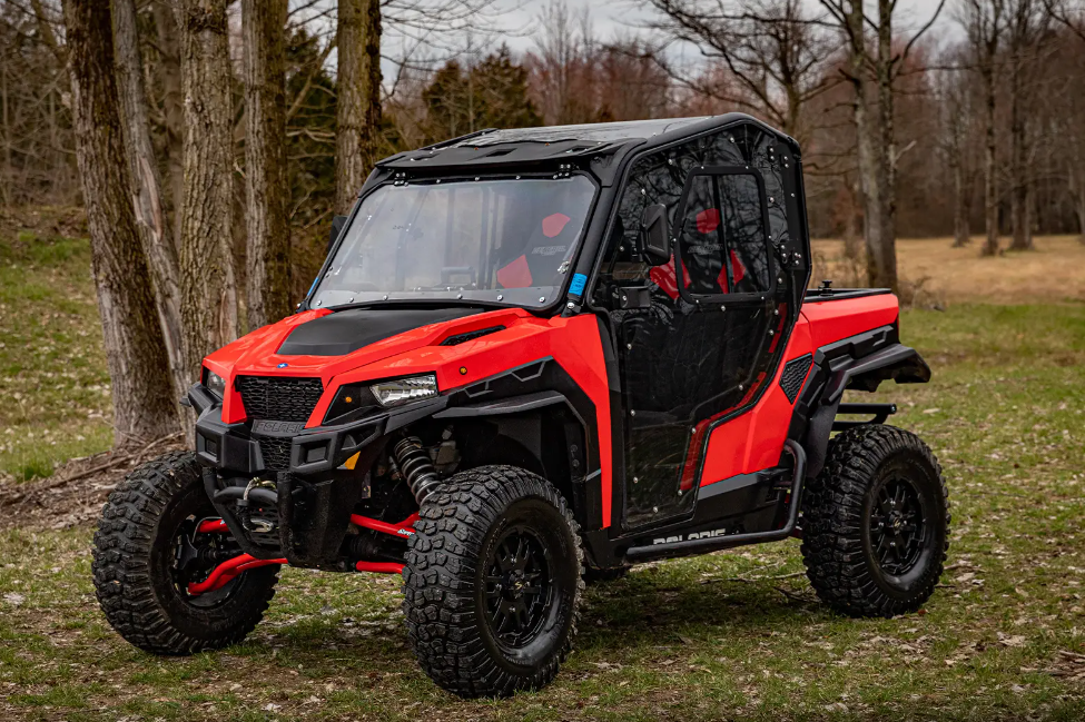 SuperATV Front Flip Scratch Resistant Windshield For Polaris General/XP 1000 - Image 4