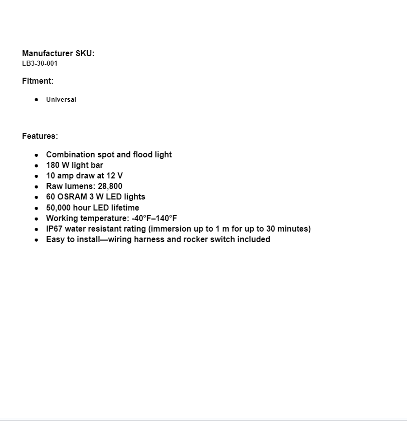 SuperATV Combination Spot/Flood Light Straight Light Bar 30" LED Universal Fit - Image 4