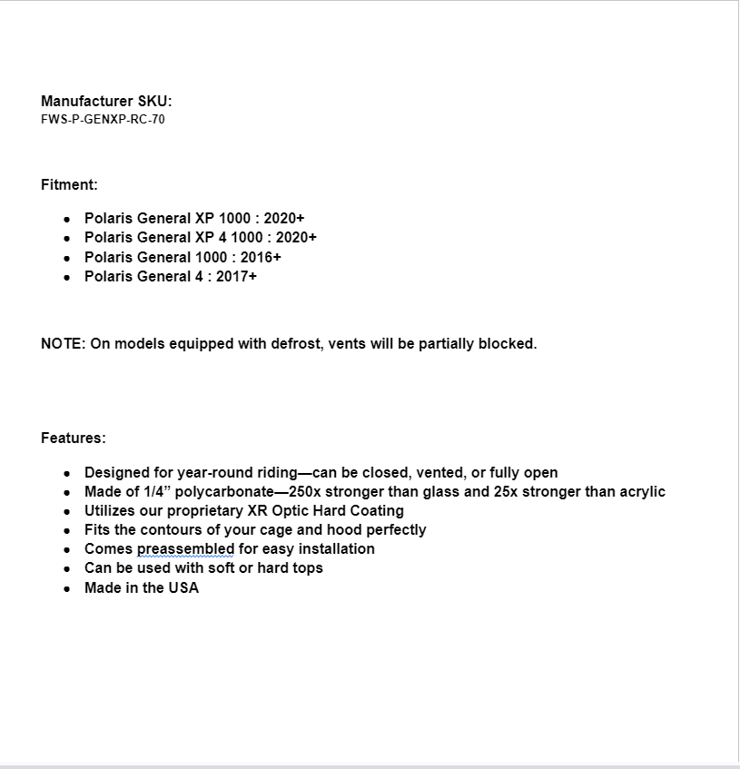 SuperATV Front Flip Scratch Resistant Windshield For Polaris General/XP 1000 - Image 6