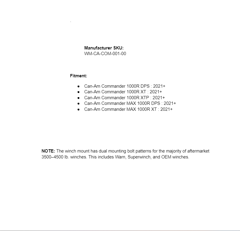SuperATV Winch Mounting Plate Can-Am Commander 1000 2021+ - Image 4