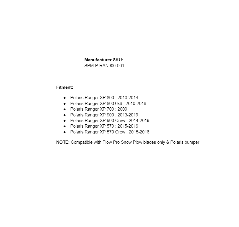 SuperATV Snow Plow Mount For Polaris Ranger XP 570/800/900 W/ Stock Bumper - Image 2