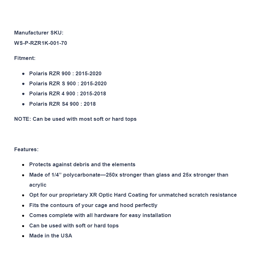 SuperATV Scratch Resistant Full Windshield For Polaris RZR 900 - Image 10