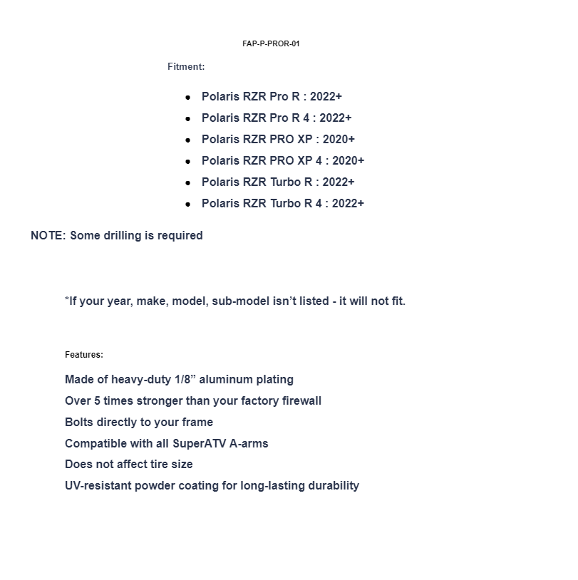 SuperATV Inner Fender Guards For Polaris Turbo R / Pro XP/ Pro R - Image 7
