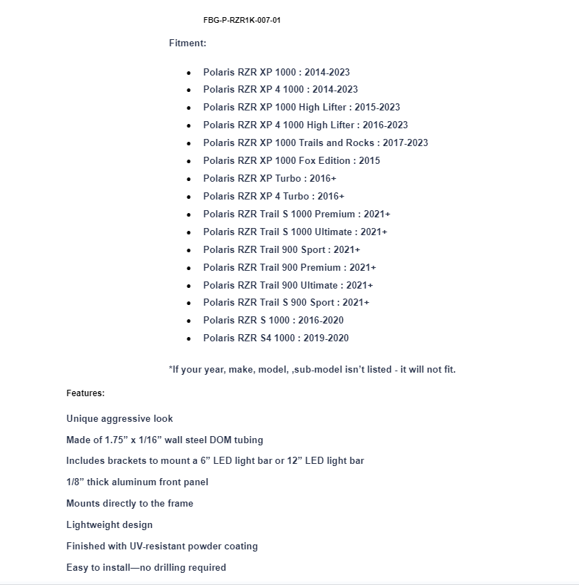 SuperATV Prerunner Front Bumper For Polaris RZR XP/ Trail/ Turbo/ S - Image 9