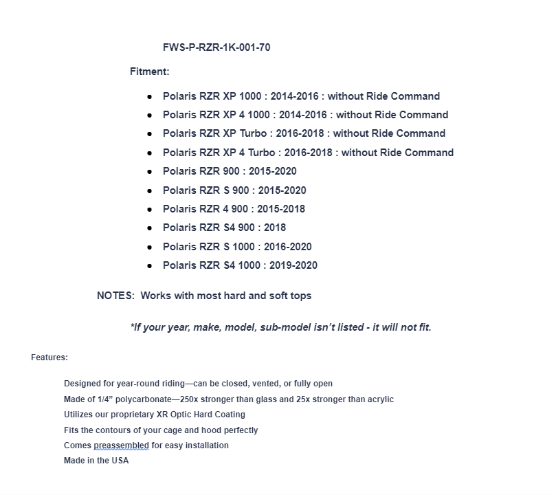 SuperATV Scratch Resistant Flip Windshield For Polaris RZR / XP 1000 / XP Turbo - Image 14