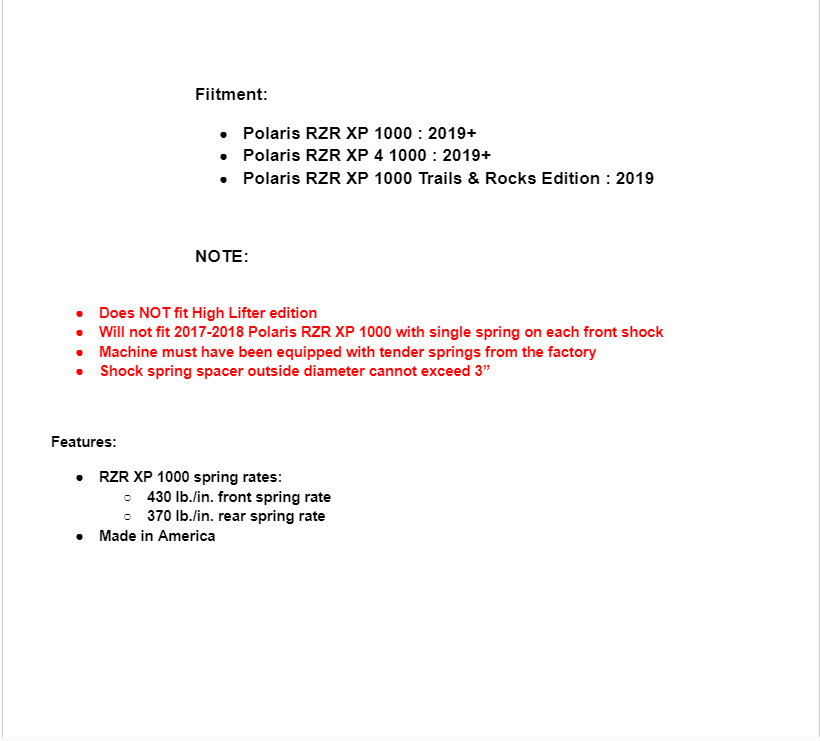 SuperATV Tender Springs For Polaris RZR XP 1000 - Image 7