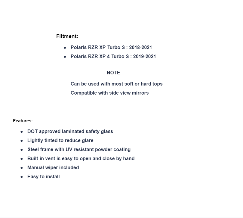 SuperATV Glass Windshield For Polaris RZR XP Turbo S - Image 9