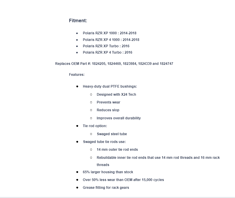 SuperATV Rackboss 2.0 Rack & Pinion For Polaris RZR XP - Swaged Tube - Image 3