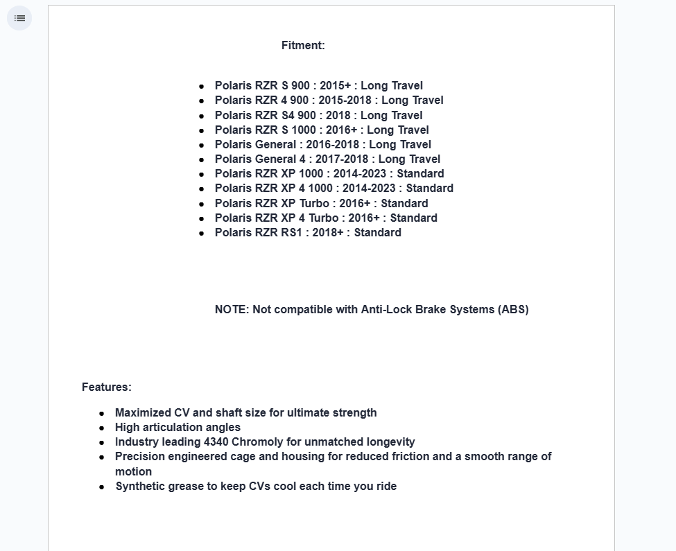 SuperATV Rhino 1.0 Rear Axle For Polaris RZR/ General - Image 3